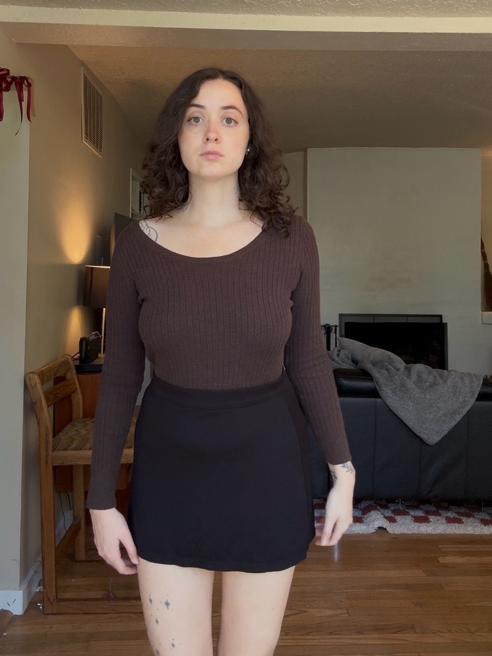Vintage Y2K Ribbed Sweater in Dark Brown